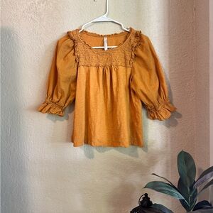 Anthropologie Orange Ruffled Women's Top